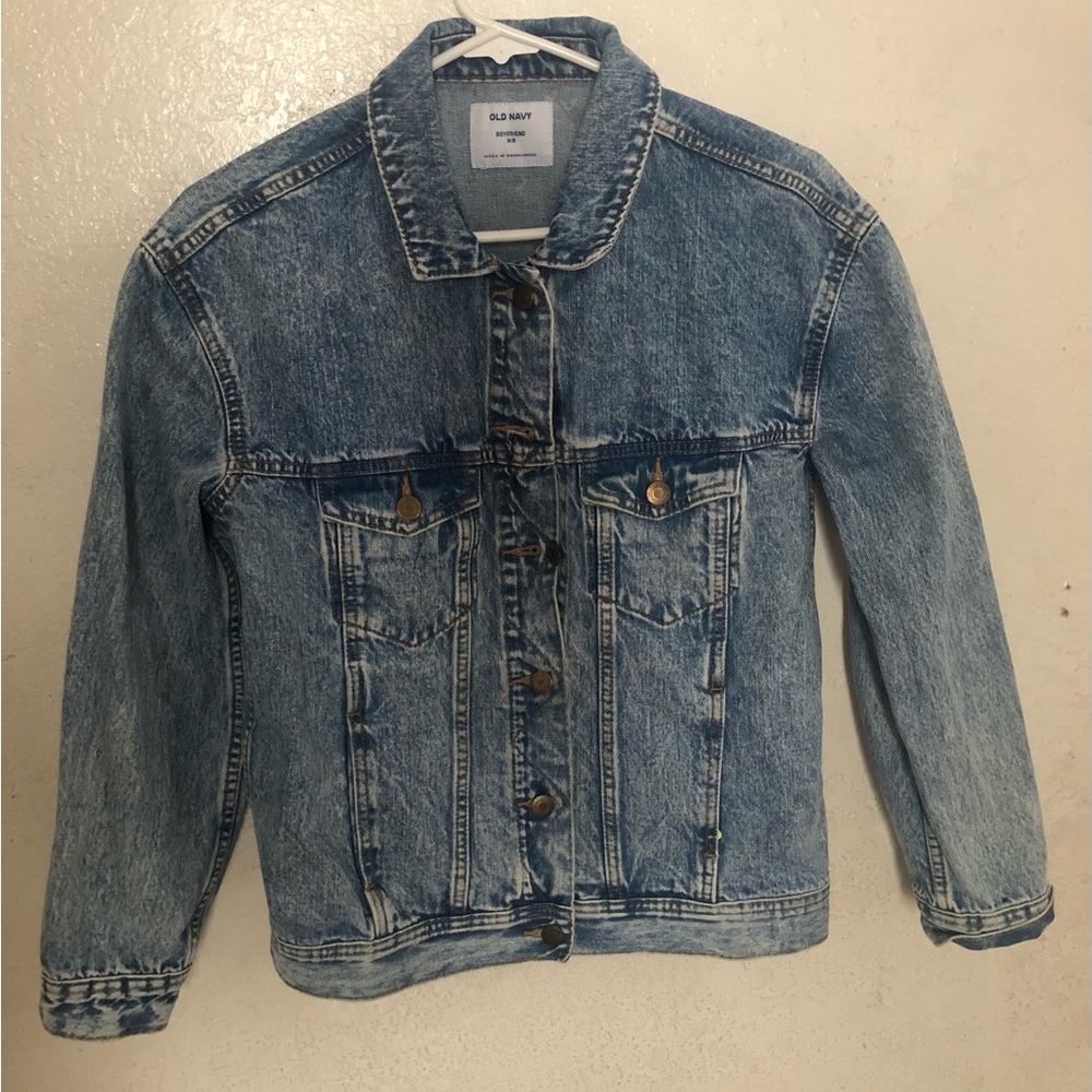 Old Navy Womens Blue Denim Jean Boyfriend Jacket Size XS